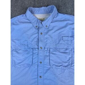 LL BEAN Men's 2XL Vented Nylon Blend Outdoors Hiking Fishing Button Down Shirt